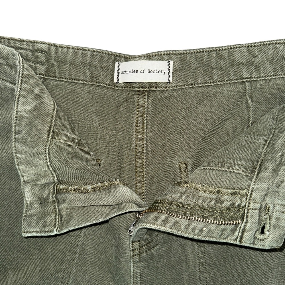 EUC Articles of‎ Society Wide Leg Crop Pants Utility Pockets Olive Green Size 29 - Picture 3 of 6